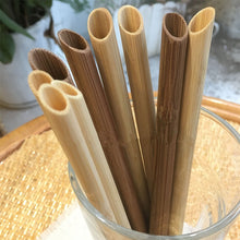 Load image into Gallery viewer, 5PCS/Set 20cm Pointed Smoothie Drinking Straw Eco Friendly Reusable Bamboo Straws Big Wide Bubble Milk Tea Drinking Straw Brush