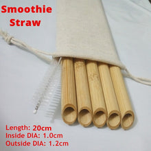 Load image into Gallery viewer, 5PCS/Set 20cm Pointed Smoothie Drinking Straw Eco Friendly Reusable Bamboo Straws Big Wide Bubble Milk Tea Drinking Straw Brush