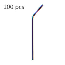 Load image into Gallery viewer, Eco Friendly Straws 100Pcs/Set Metal Straw Reusable Wholesale Stainless Steel Drinking Tubes 215mm*6mm Straight Bent Straws