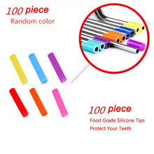 Load image into Gallery viewer, Eco Friendly Straws 100Pcs/Set Metal Straw Reusable Wholesale Stainless Steel Drinking Tubes 215mm*6mm Straight Bent Straws
