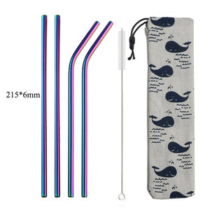 4Pcs Drinking Straw Reusable Straws Set High Quality Eco Friendly 304 Stainless Steel Metal Straw with Brush For 20/30oz Mug