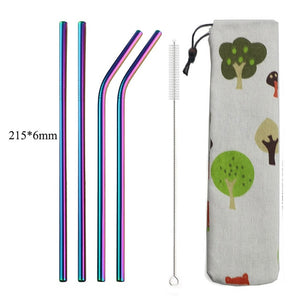 4Pcs Drinking Straw Reusable Straws Set High Quality Eco Friendly 304 Stainless Steel Metal Straw with Brush For 20/30oz Mug