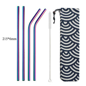 4Pcs Drinking Straw Reusable Straws Set High Quality Eco Friendly 304 Stainless Steel Metal Straw with Brush For 20/30oz Mug