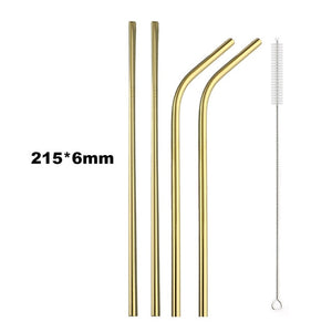 4Pcs Drinking Straw Reusable Straws Set High Quality Eco Friendly 304 Stainless Steel Metal Straw with Brush For 20/30oz Mug