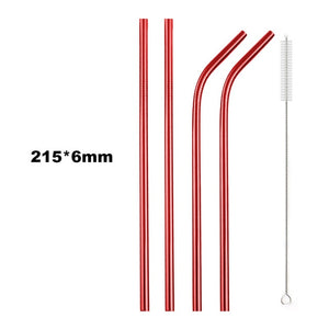 4Pcs Drinking Straw Reusable Straws Set High Quality Eco Friendly 304 Stainless Steel Metal Straw with Brush For 20/30oz Mug