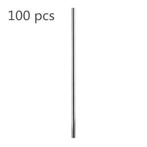 Eco Friendly Straws 100Pcs/Set Metal Straw Reusable Wholesale Stainless Steel Drinking Tubes 215mm*6mm Straight Bent Straws