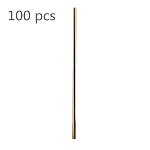 Eco Friendly Straws 100Pcs/Set Metal Straw Reusable Wholesale Stainless Steel Drinking Tubes 215mm*6mm Straight Bent Straws
