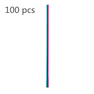 Eco Friendly Straws 100Pcs/Set Metal Straw Reusable Wholesale Stainless Steel Drinking Tubes 215mm*6mm Straight Bent Straws