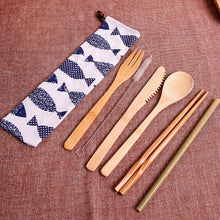Load image into Gallery viewer, Bamboo Travel Cutlery Set Eco-Friendly Wooden Outdoor Portable Utensils Zero Waste Bamboo Cutlery Set
