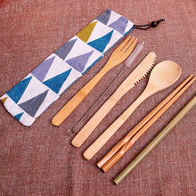 Load image into Gallery viewer, Bamboo Travel Cutlery Set Eco-Friendly Wooden Outdoor Portable Utensils Zero Waste Bamboo Cutlery Set

