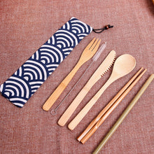 Load image into Gallery viewer, Bamboo Travel Cutlery Set Eco-Friendly Wooden Outdoor Portable Utensils Zero Waste Bamboo Cutlery Set
