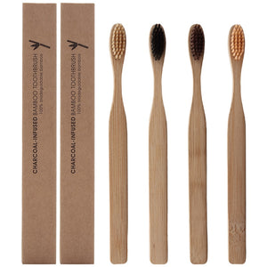 Eco Friendly bamboo toothbrush Wooden Tooth Brush Soft-bristle Tip Charcoal for adults oral care portable LOGO custom toothbrush