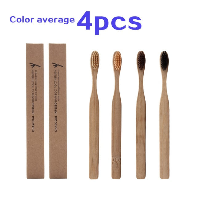 Eco Friendly bamboo toothbrush Wooden Tooth Brush Soft-bristle Tip Charcoal for adults oral care portable LOGO custom toothbrush
